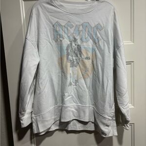AC/DC Logo Women’s White Sweatshirt Size Large